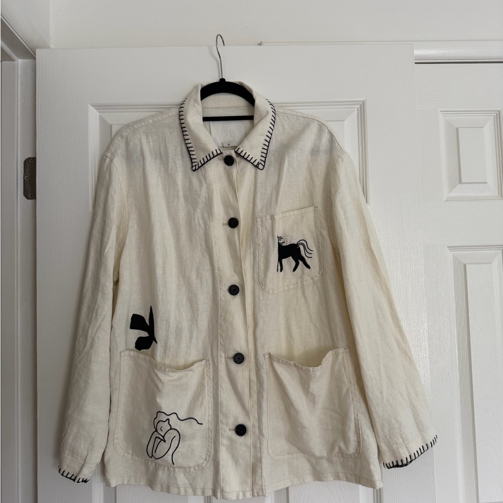 ZARA (axe Collection) Oversized Cream Linen Overshirt - never worn